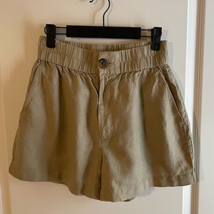 Tan linen shorts